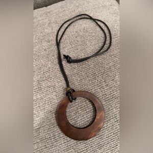 Brown Circular Pendant Necklace